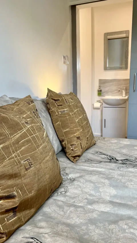 Room 4, cushions on the bed