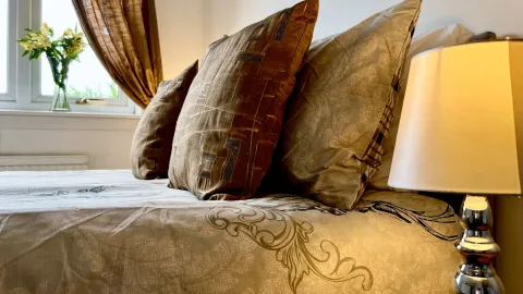 Room 4, cushions and bedside lamp