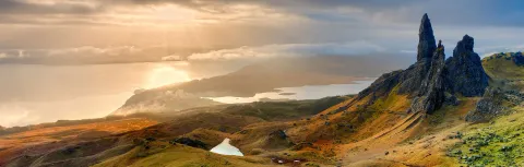 The Old Man of Storr at sunrise, twenty minutes north of Portree